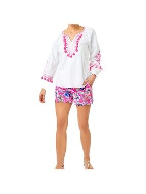 Lilly Pulitzer Women Resort White Kaydence Tunic Top Size XL